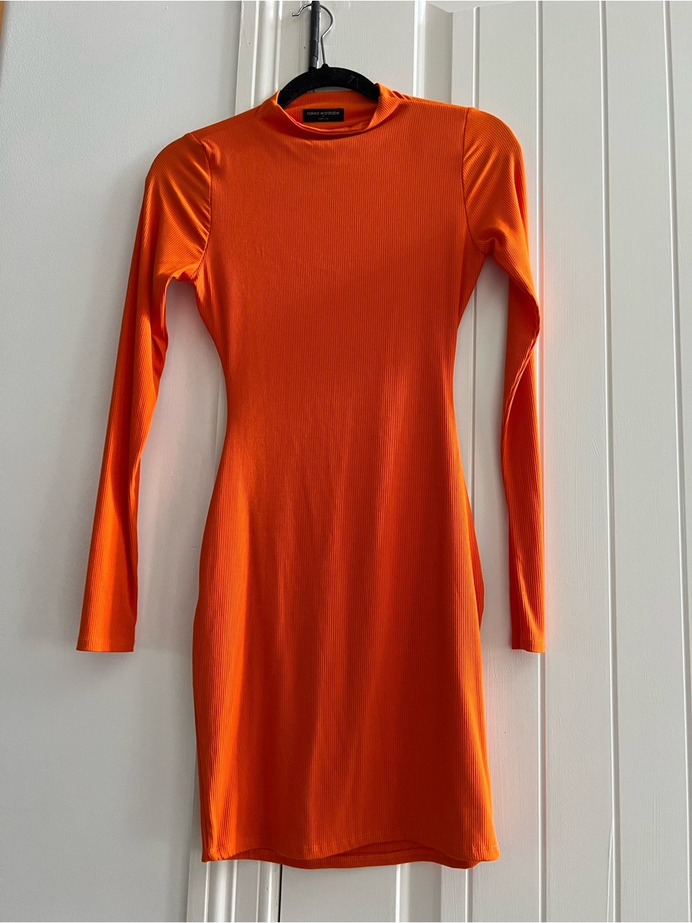 naked wardrobe Orange Long-Sleeve Bodycon Dress